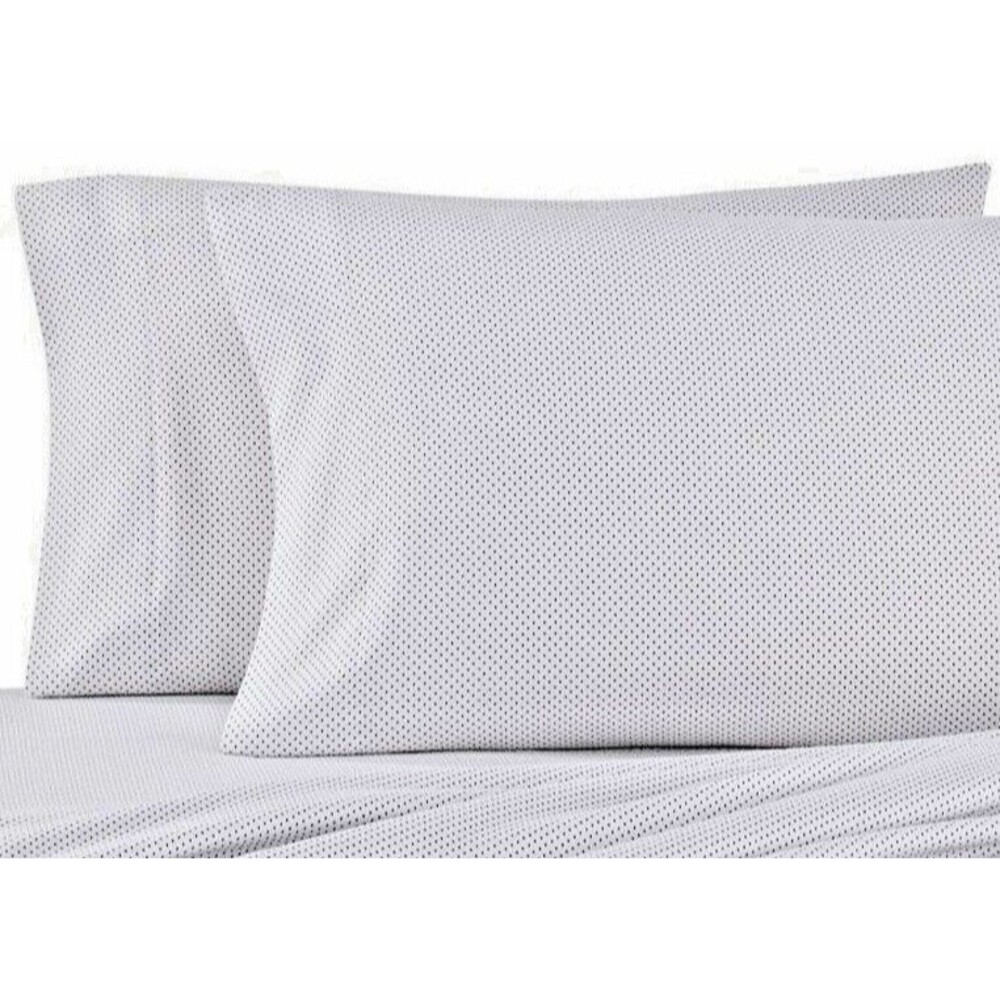 Seasons King Size Flannel Pillowcases Heavyweight Polka Dots White Gray Set of 2